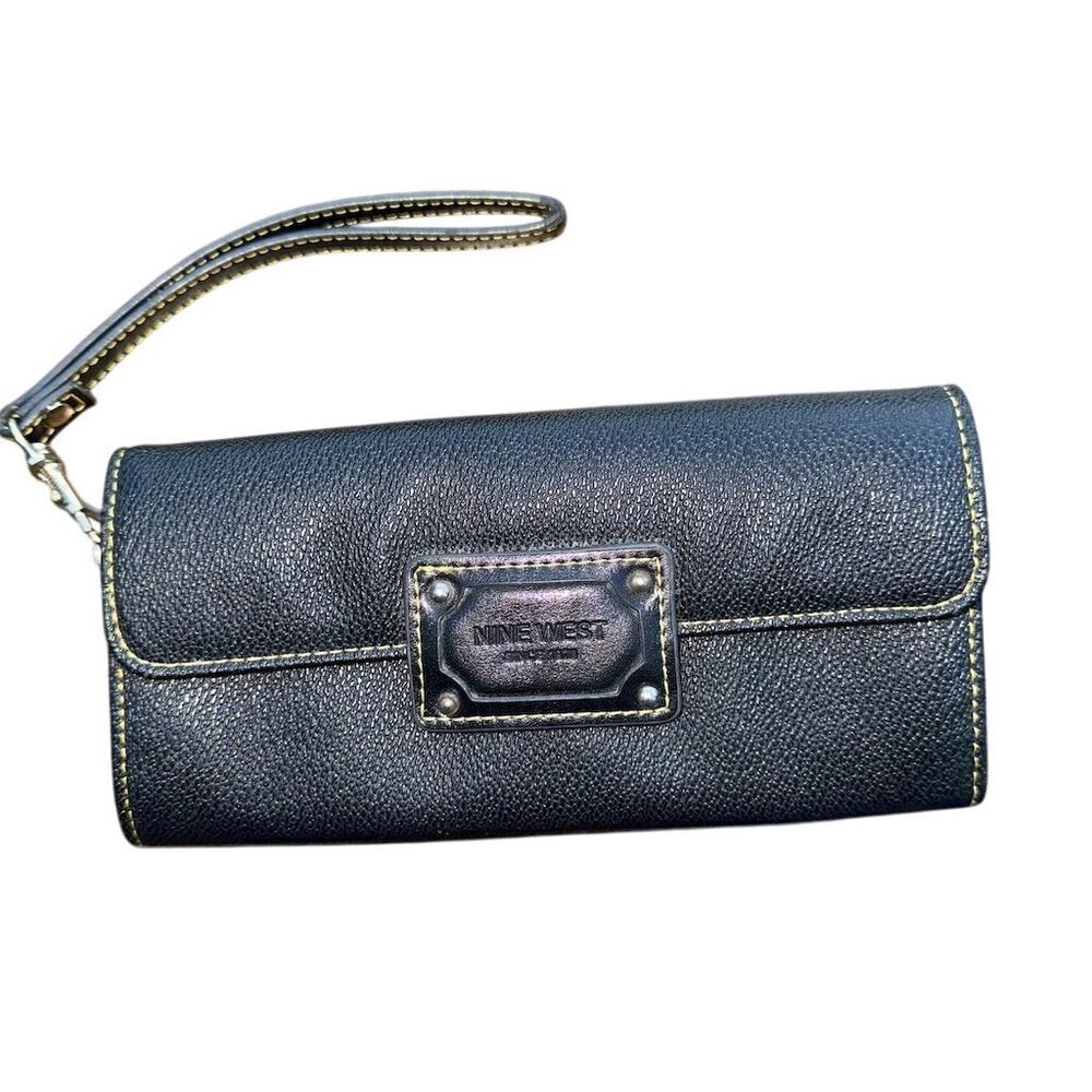 Nine West Black Faux Leather Wristlet Wallet